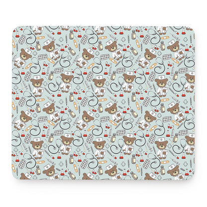 Teddy Bear Doctor Pattern Print Mouse Pad