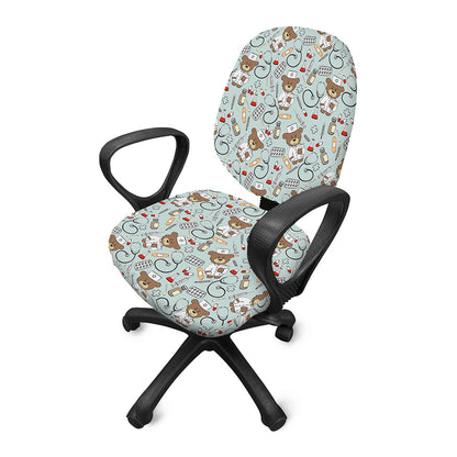 Teddy Bear Doctor Pattern Print Office Chair Cover