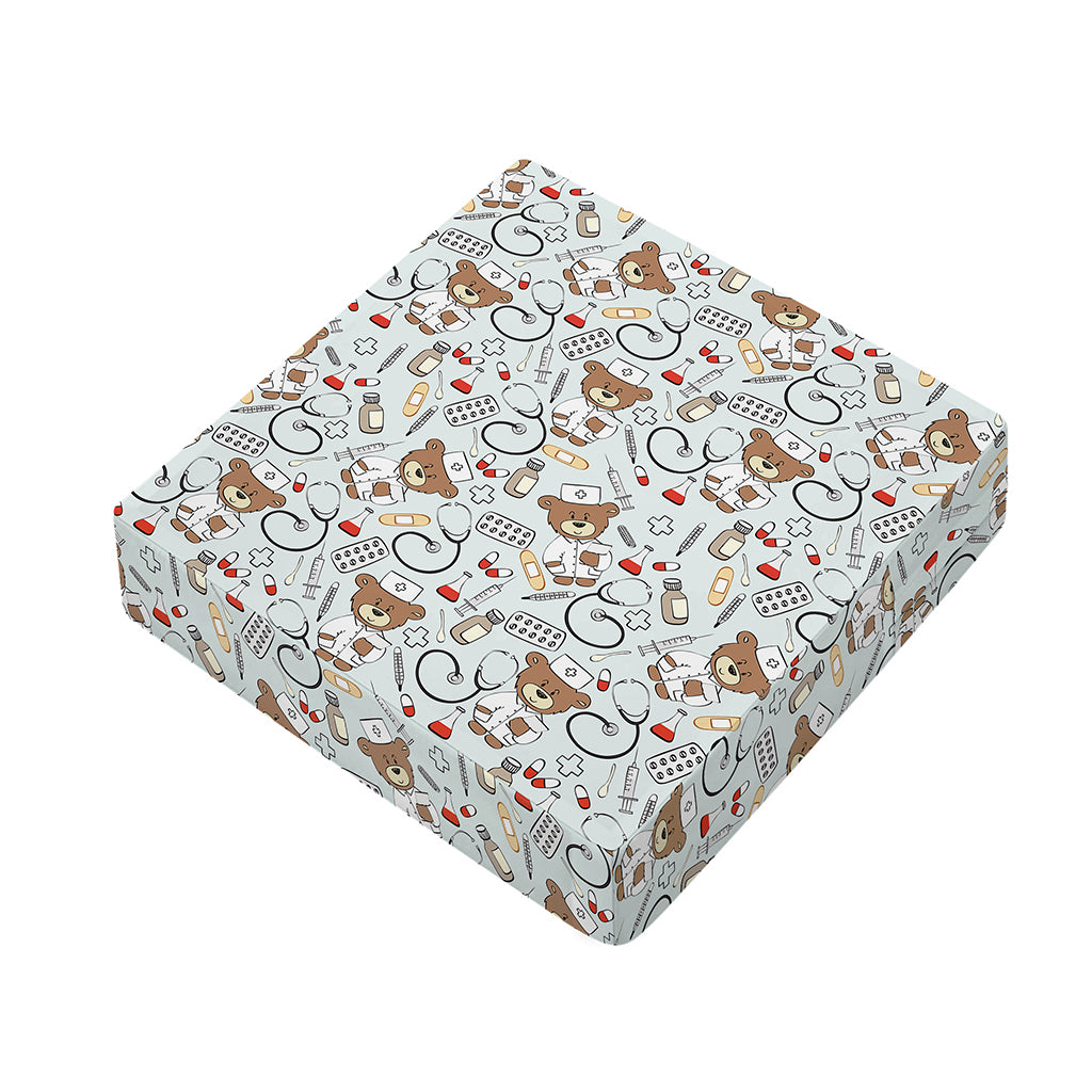 Teddy Bear Doctor Pattern Print Outdoor Seat Cushion Cover