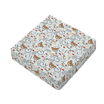 Teddy Bear Doctor Pattern Print Outdoor Seat Cushion Cover
