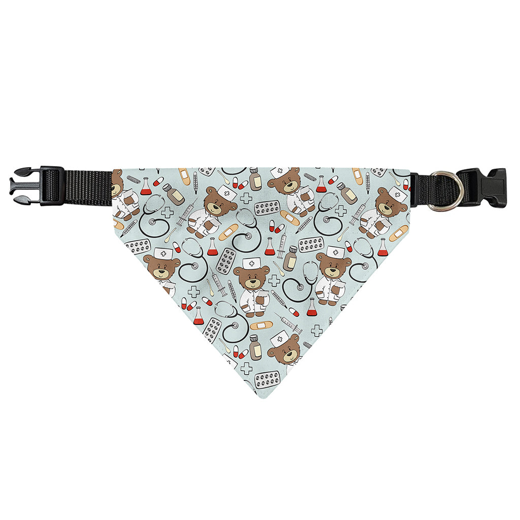 Teddy Bear Doctor Pattern Print Over The Collar Dog Bandana