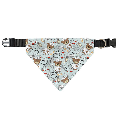 Teddy Bear Doctor Pattern Print Over The Collar Dog Bandana