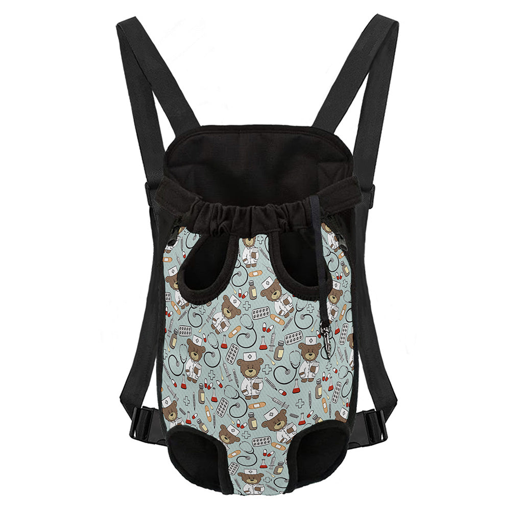 Teddy Bear Doctor Pattern Print Pet Carrier Backpack