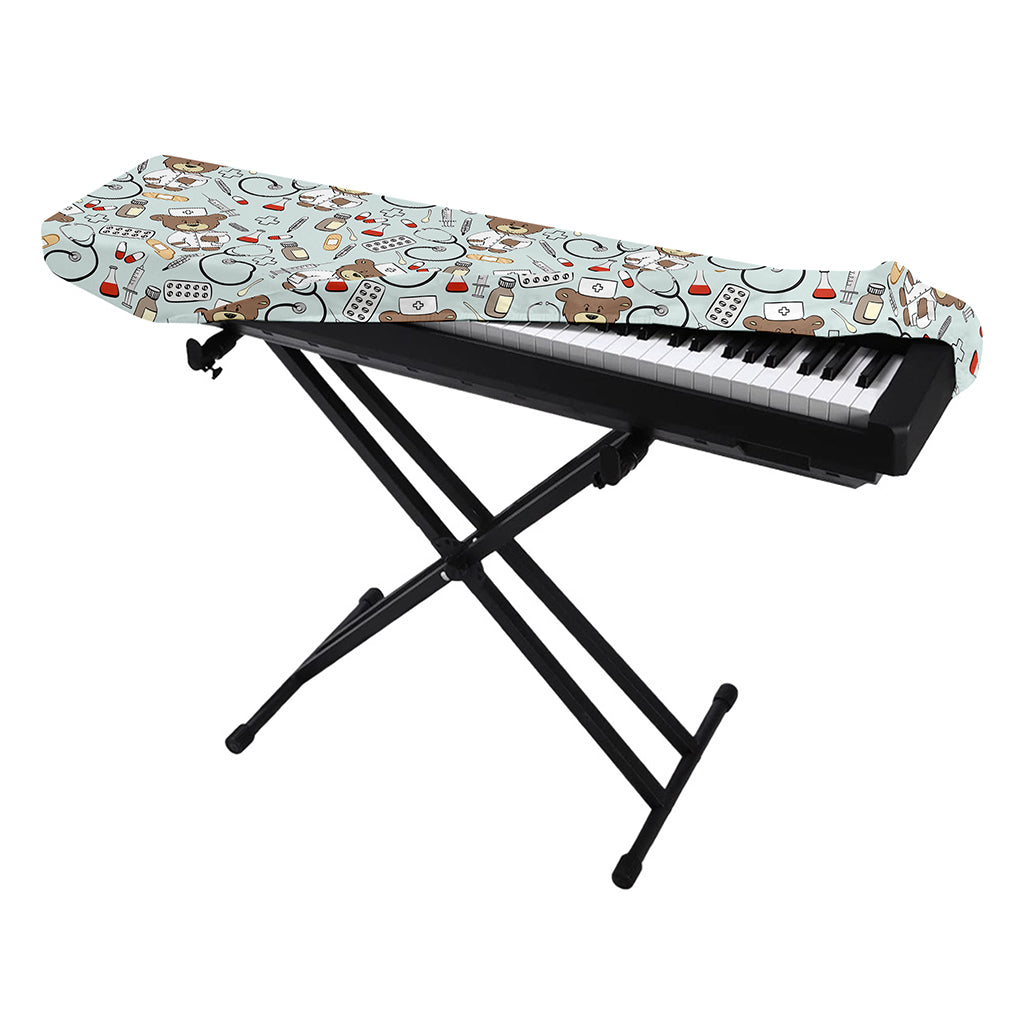 Teddy Bear Doctor Pattern Print Piano Keyboard Cover