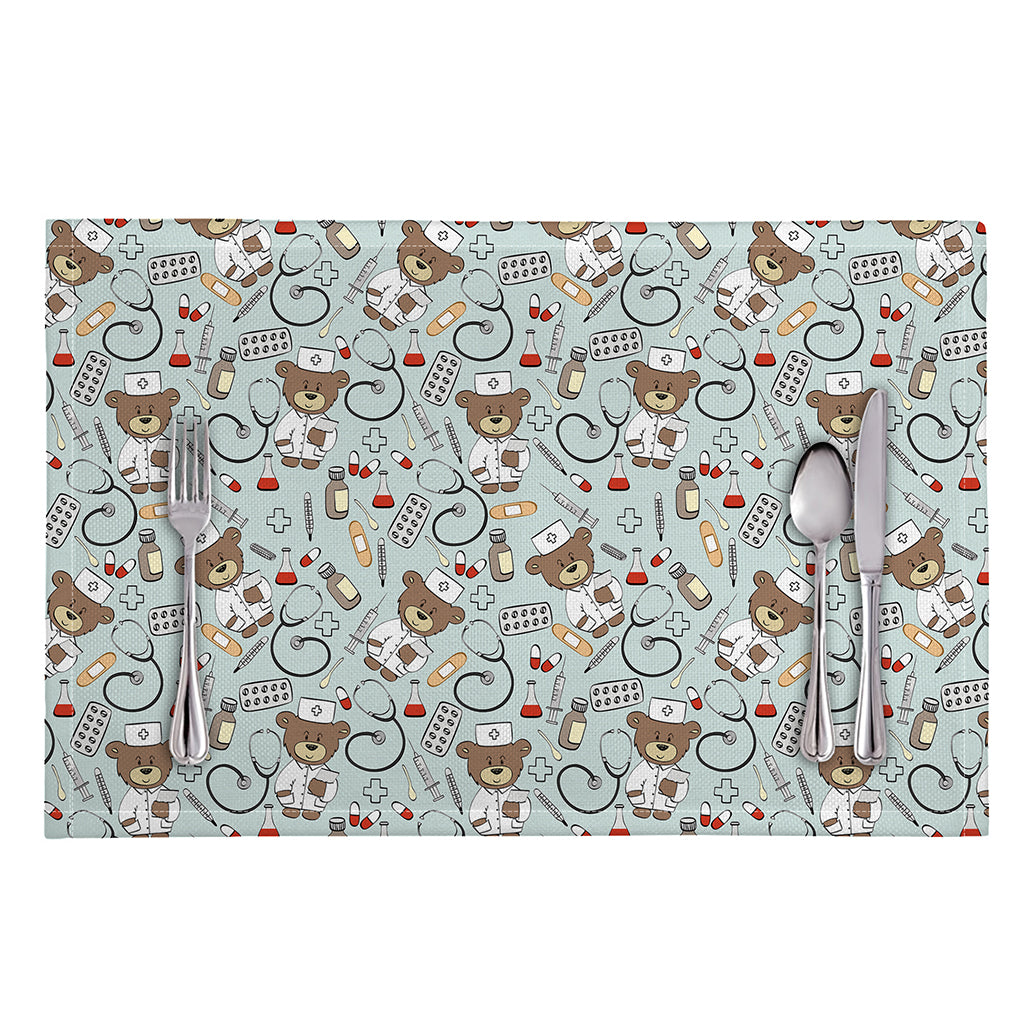 Teddy Bear Doctor Pattern Print Placemat