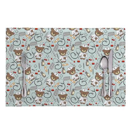 Teddy Bear Doctor Pattern Print Placemat