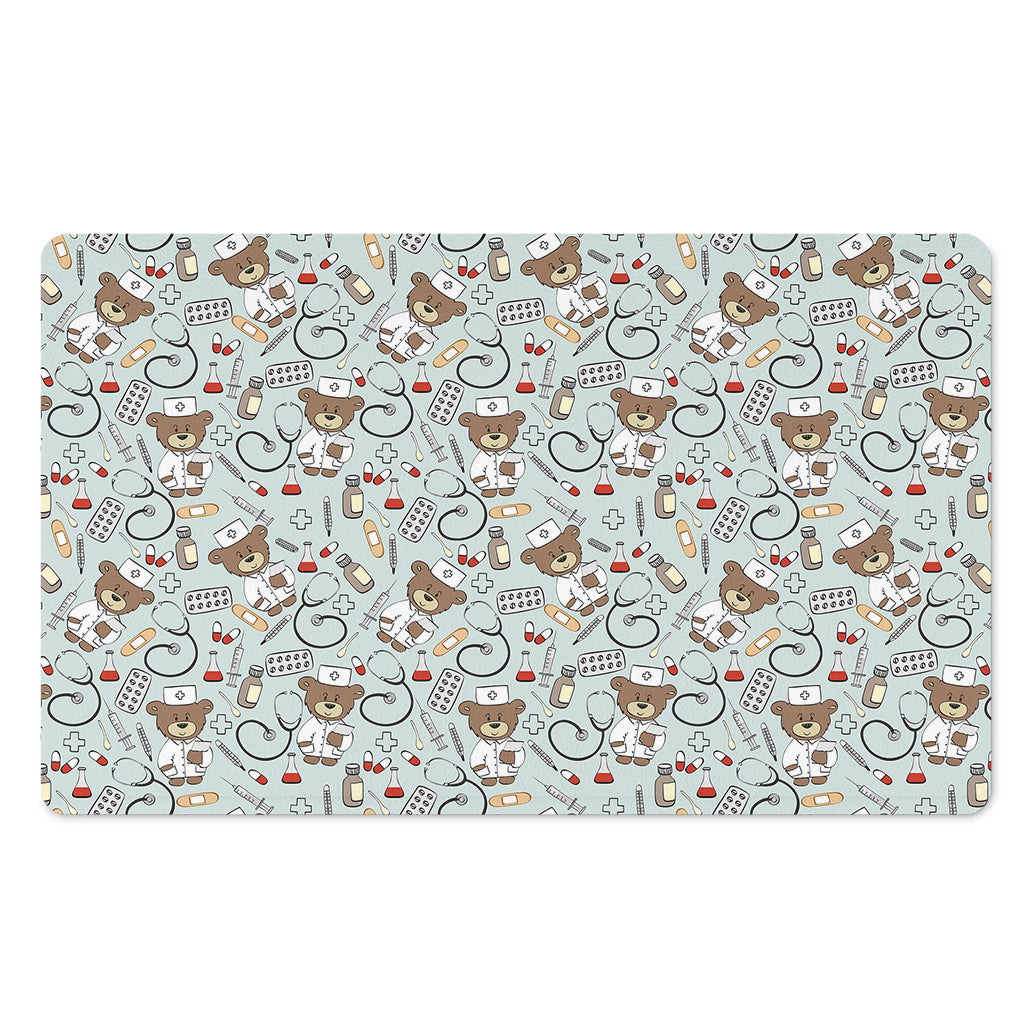 Teddy Bear Doctor Pattern Print Polyester Doormat