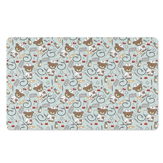 Teddy Bear Doctor Pattern Print Polyester Doormat