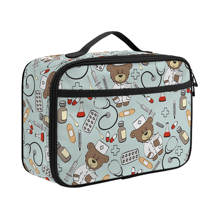 Teddy Bear Doctor Pattern Print Portable Lunch Bag