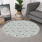 Teddy Bear Doctor Pattern Print Round Rug