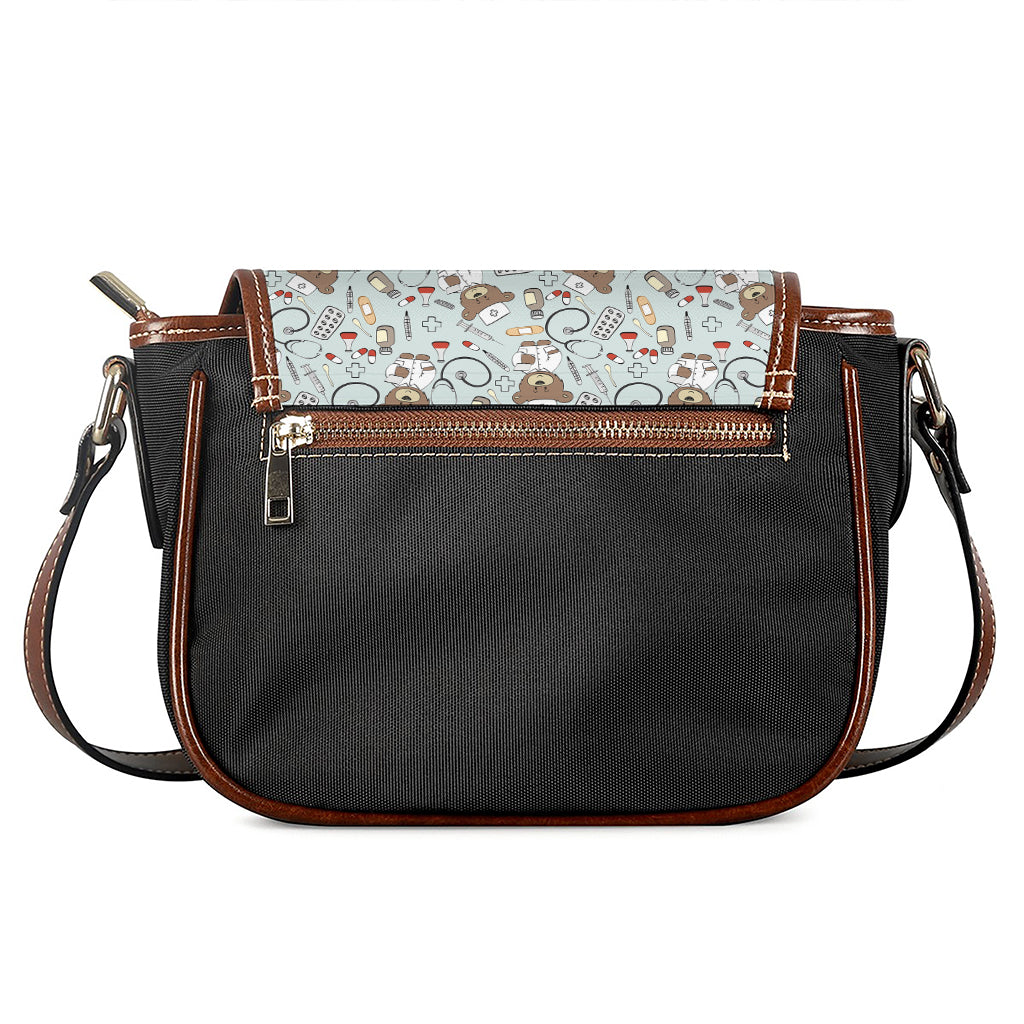 Teddy Bear Doctor Pattern Print Saddle Bag