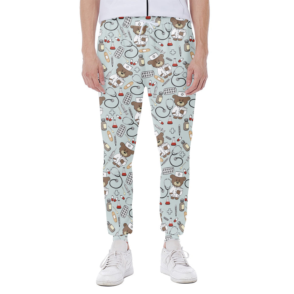 Teddy Bear Doctor Pattern Print Scuba Joggers