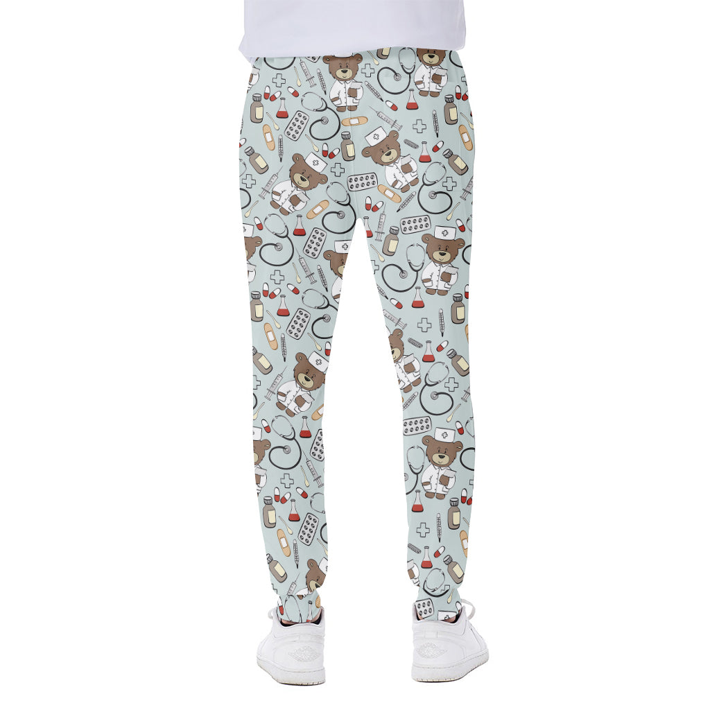 Teddy Bear Doctor Pattern Print Scuba Joggers