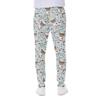 Teddy Bear Doctor Pattern Print Scuba Joggers