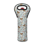 Teddy Bear Doctor Pattern Print Single Neoprene Wine Tote
