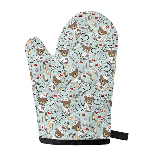 Teddy Bear Doctor Pattern Print Single Oven Mitt