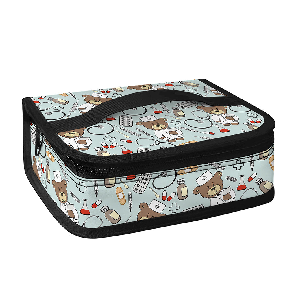 Teddy Bear Doctor Pattern Print Small Lunch Bag