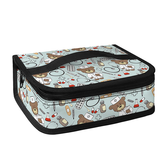 Teddy Bear Doctor Pattern Print Small Lunch Bag