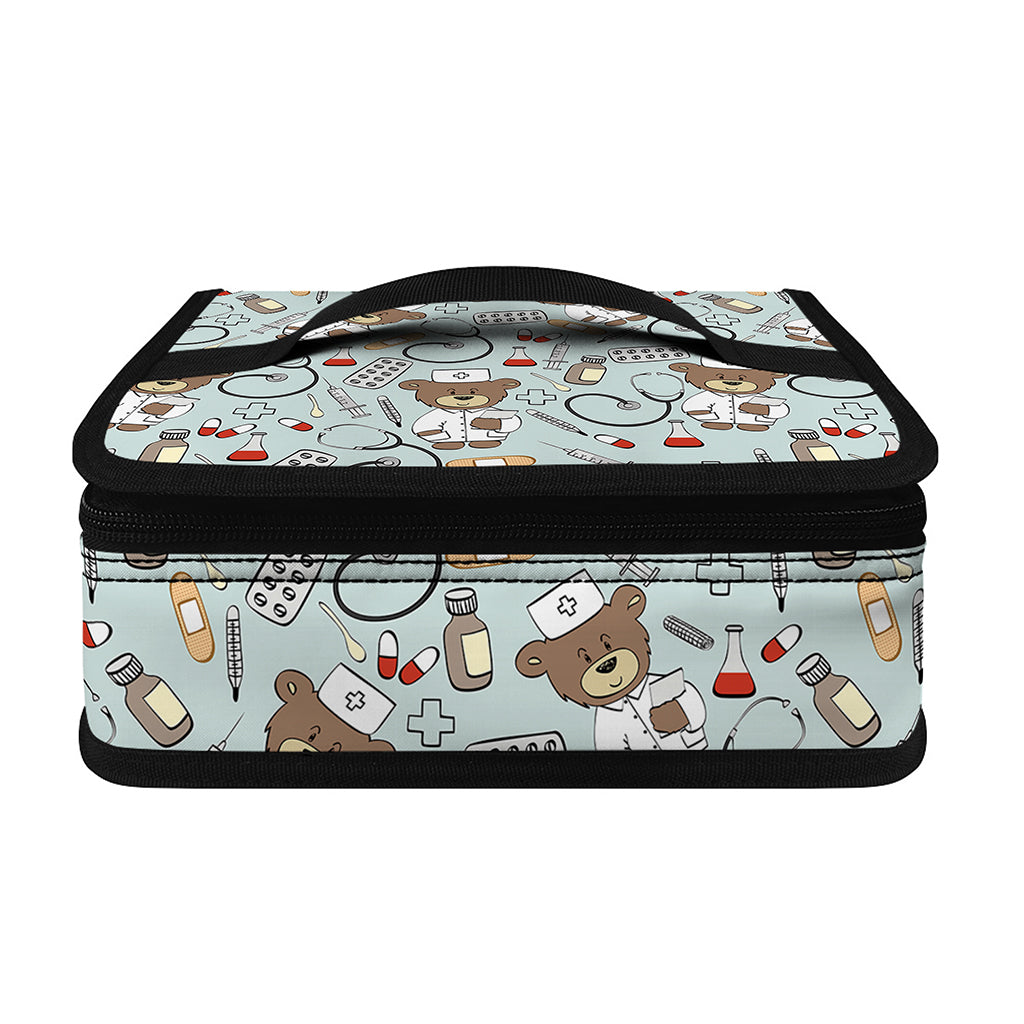 Teddy Bear Doctor Pattern Print Small Lunch Bag