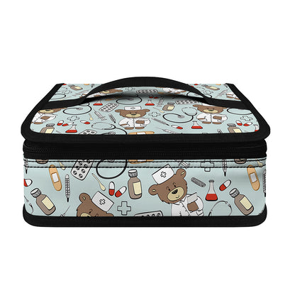 Teddy Bear Doctor Pattern Print Small Lunch Bag