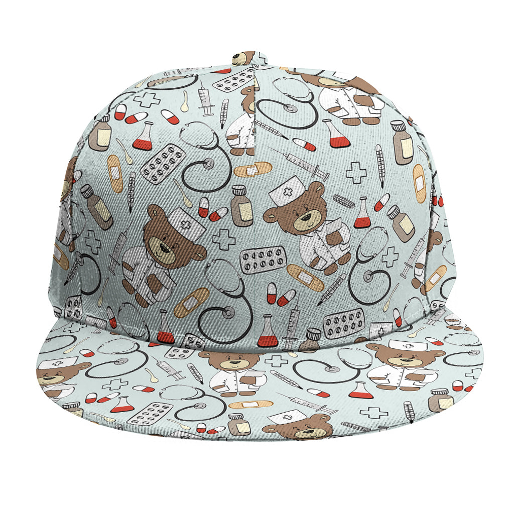 Teddy Bear Doctor Pattern Print Snapback Cap