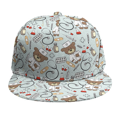 Teddy Bear Doctor Pattern Print Snapback Cap