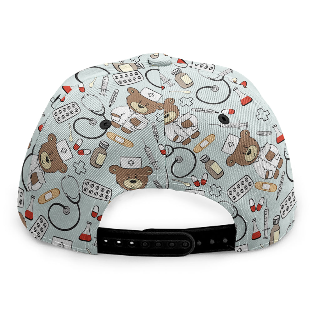 Teddy Bear Doctor Pattern Print Snapback Cap