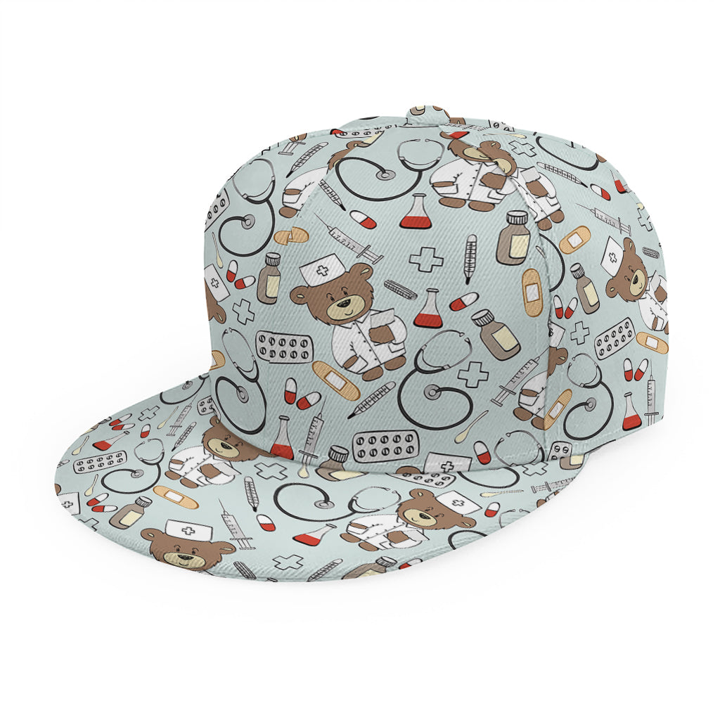 Teddy Bear Doctor Pattern Print Snapback Cap