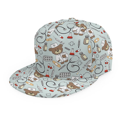 Teddy Bear Doctor Pattern Print Snapback Cap