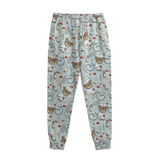 Teddy Bear Doctor Pattern Print Sweatpants