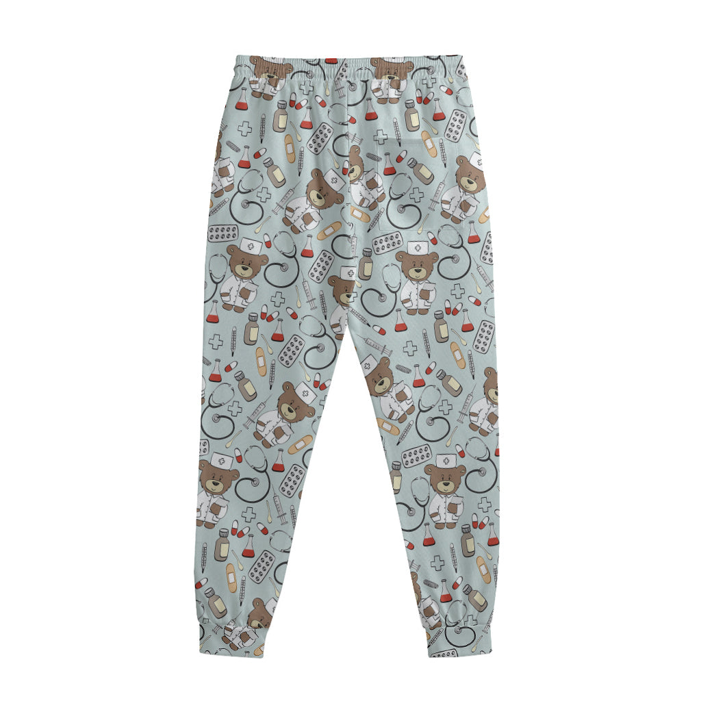 Teddy Bear Doctor Pattern Print Sweatpants