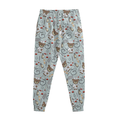 Teddy Bear Doctor Pattern Print Sweatpants