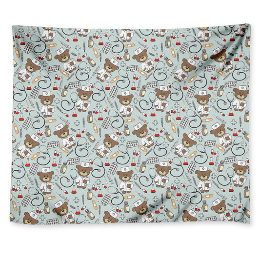 Teddy Bear Doctor Pattern Print Tapestry
