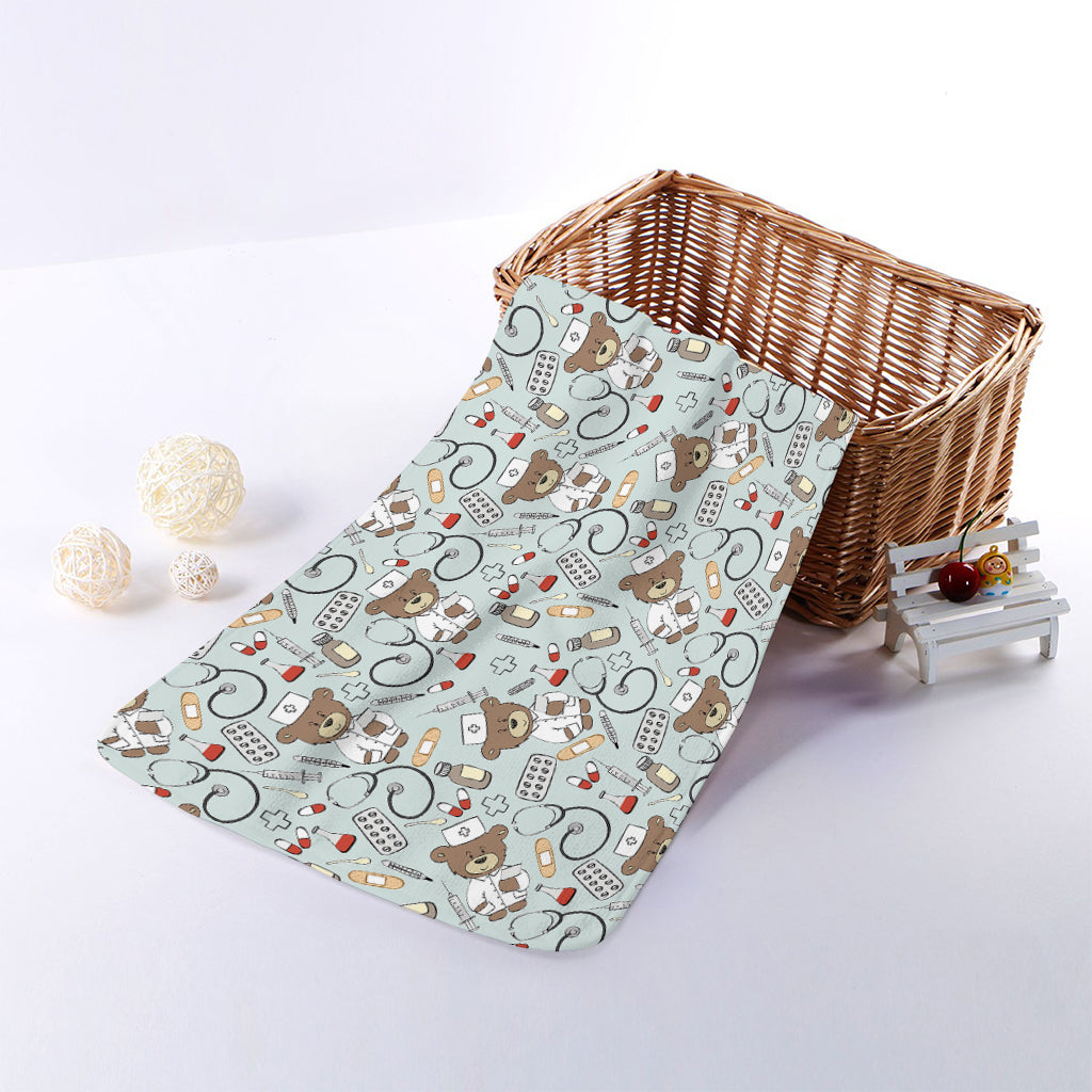 Teddy Bear Doctor Pattern Print Towel