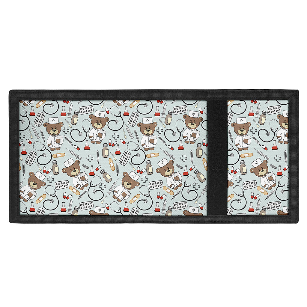 Teddy Bear Doctor Pattern Print Trifold Wallet