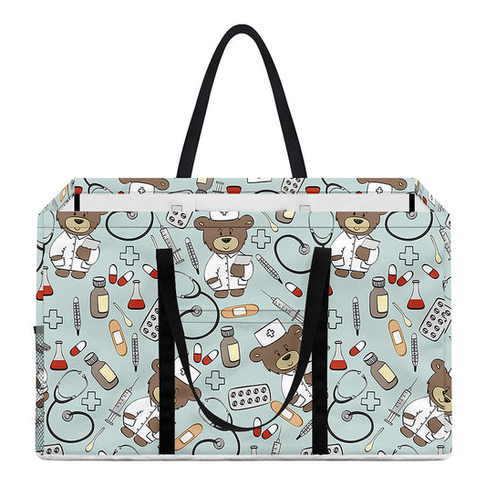 Teddy Bear Doctor Pattern Print Utility Tote Bag