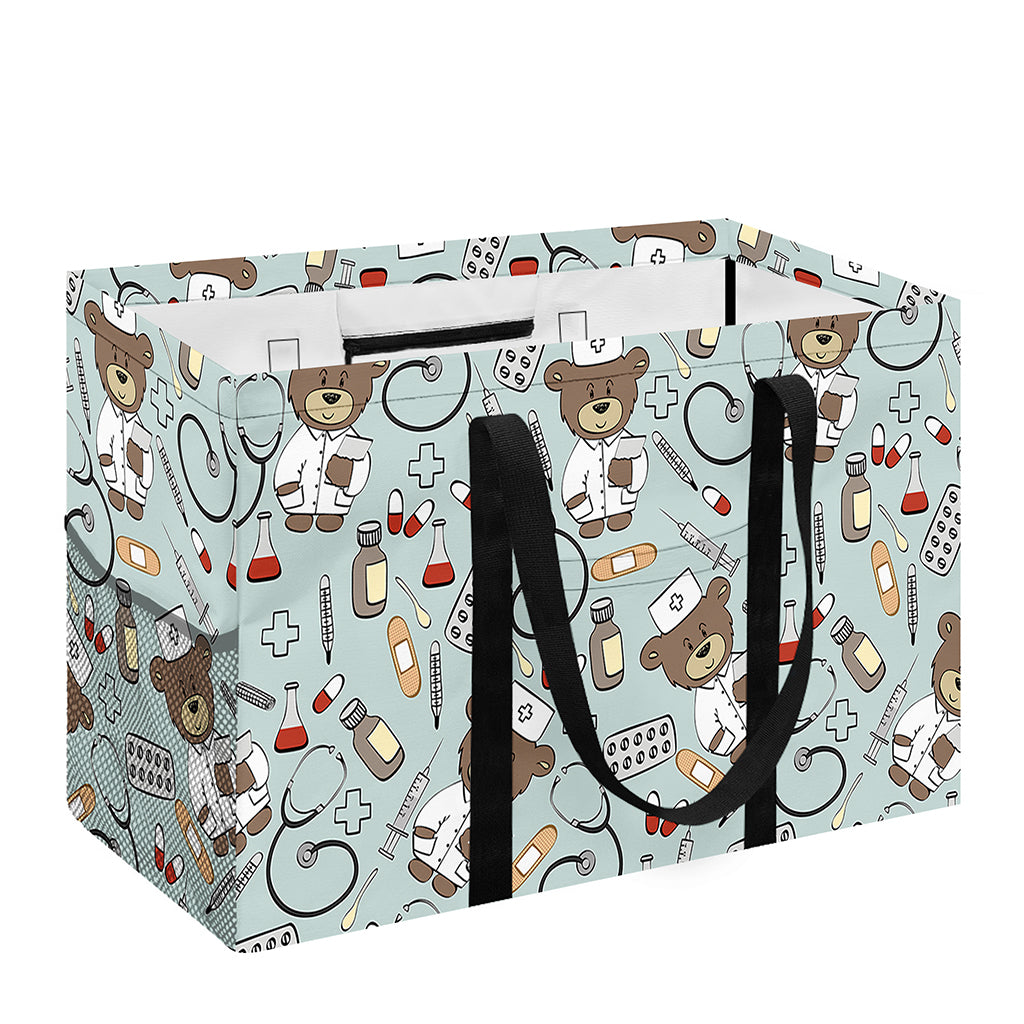 Teddy Bear Doctor Pattern Print Utility Tote Bag