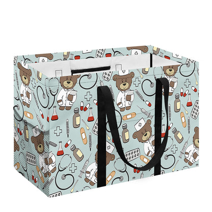 Teddy Bear Doctor Pattern Print Utility Tote Bag