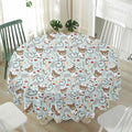 Teddy Bear Doctor Pattern Print Waterproof Round Tablecloth