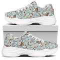 Teddy Bear Doctor Pattern Print White Chunky Shoes