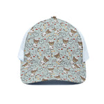 Teddy Bear Doctor Pattern Print White Mesh Trucker Cap