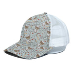 Teddy Bear Doctor Pattern Print White Mesh Trucker Cap