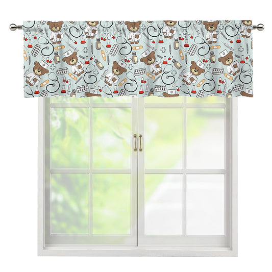 Teddy Bear Doctor Pattern Print Window Valance