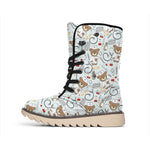 Teddy Bear Doctor Pattern Print Winter Boots