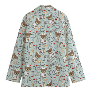 Teddy Bear Doctor Pattern Print Women's Blazer