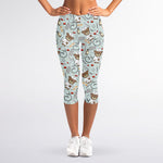 Teddy Bear Doctor Pattern Print Women's Capri Leggings