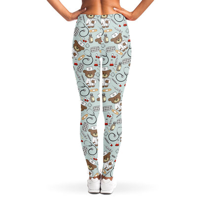 Teddy Bear Doctor Pattern Print Women's Leggings
