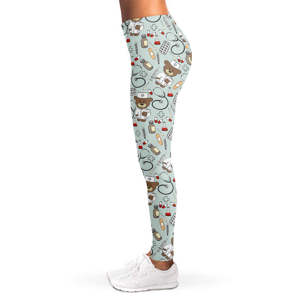 Teddy Bear Doctor Pattern Print Women's Leggings