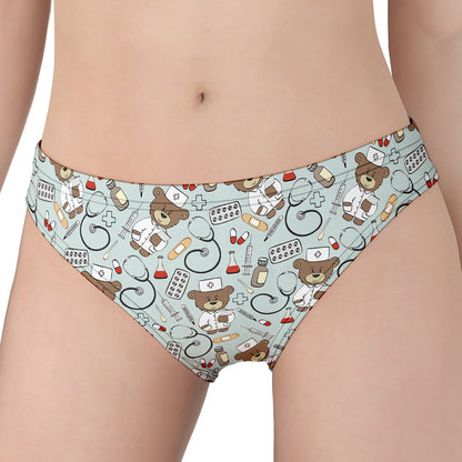 Teddy Bear Doctor Pattern Print Women's Panties