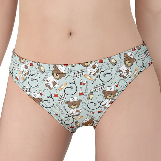 Teddy Bear Doctor Pattern Print Women's Panties
